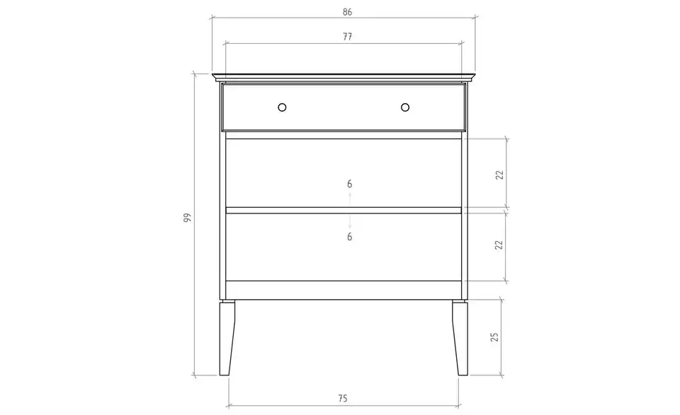 Highboard Erik, Bemaßung