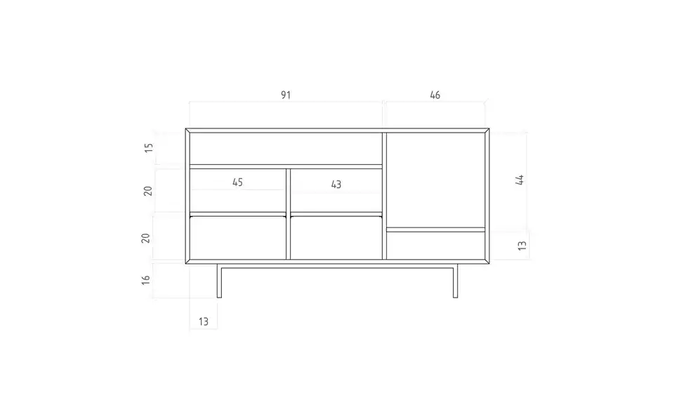 Sideboard Clara, Bemaßung