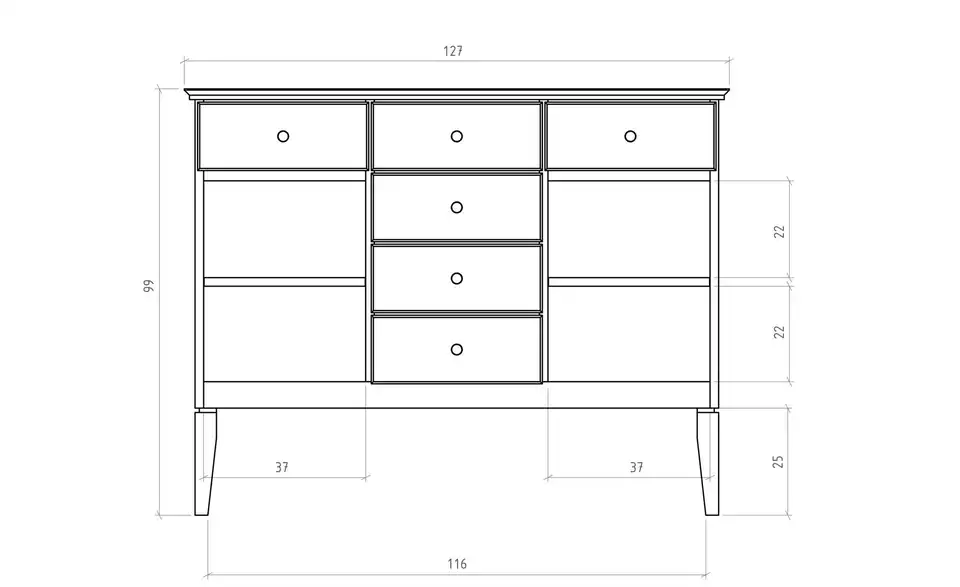 Highboard Erik, Bemaßung