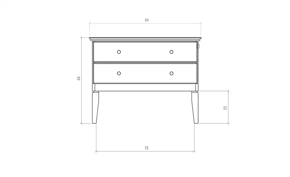 Kommode Erik, Bemaßung