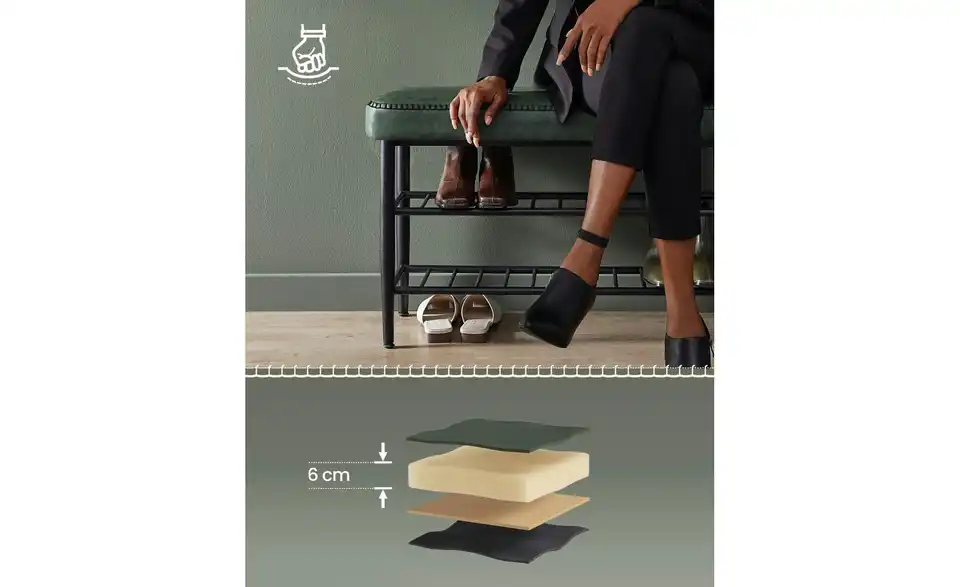 Schuhregal Ekho, Bild mit Text