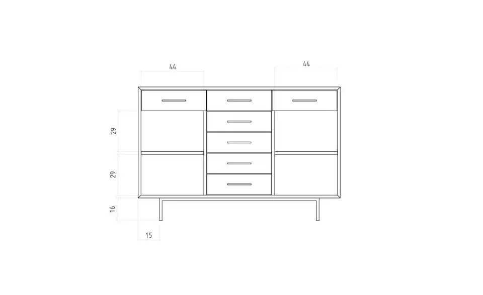 Highboard Clara, Bemaßung