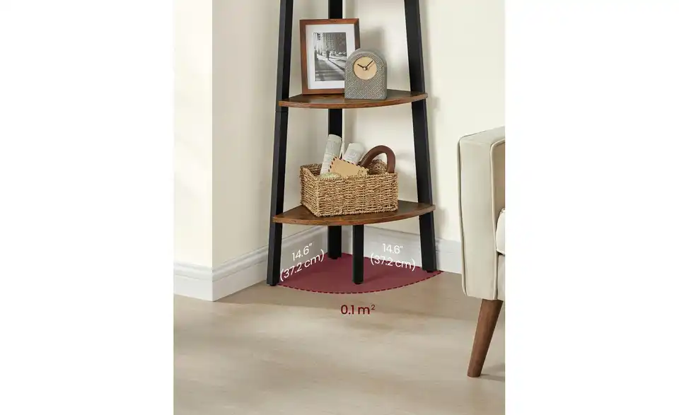 Eckleiterregal Barnet, Bild mit Text