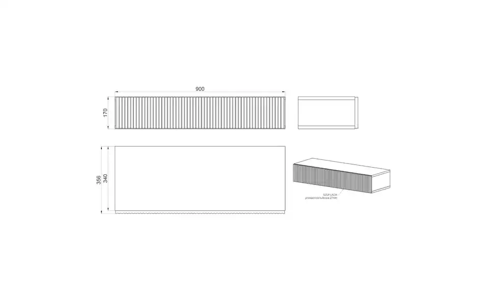 Selsey Hängekonsole Noelie, Bemaßung