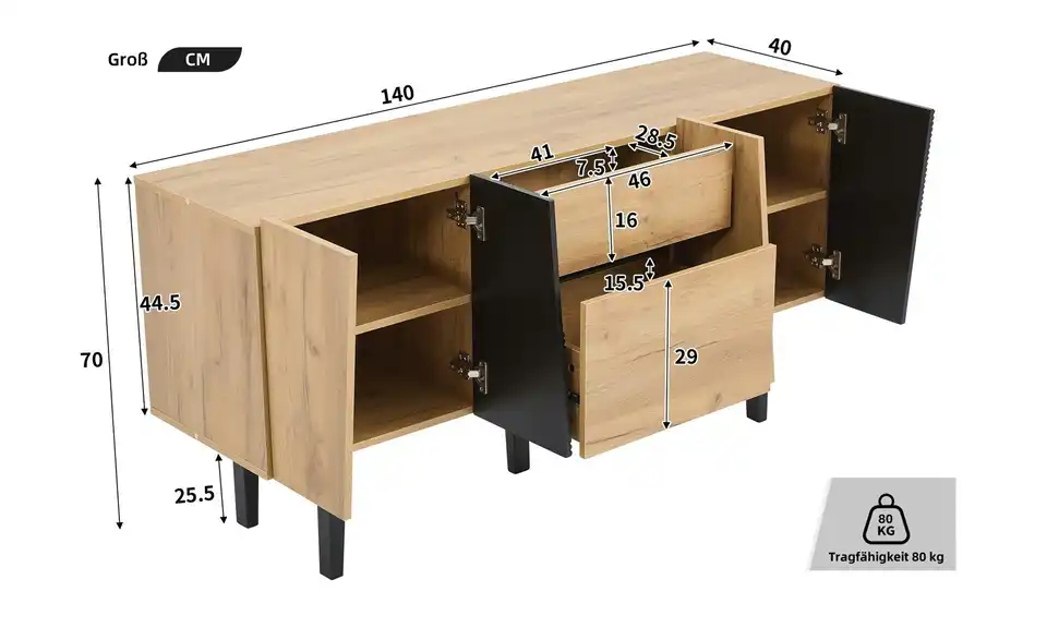 Sideboard, Bemaßung