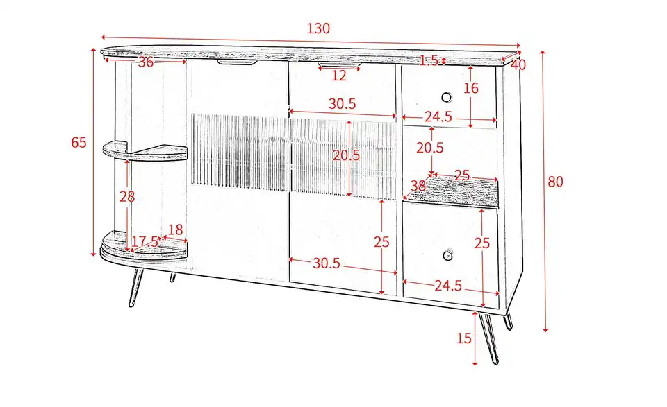Sideboard, Bemaßung
