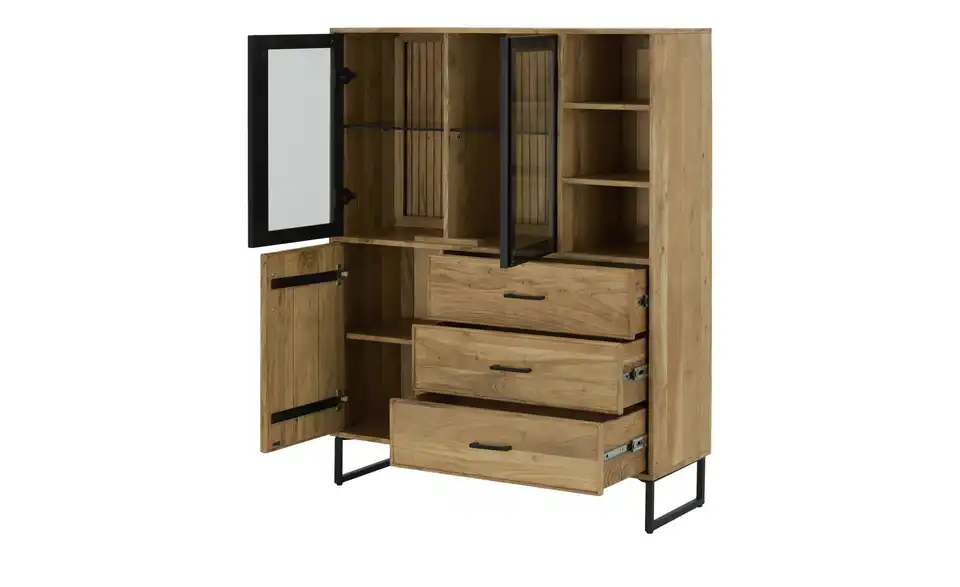 Highboard-Vitrine Riana, geöffnet