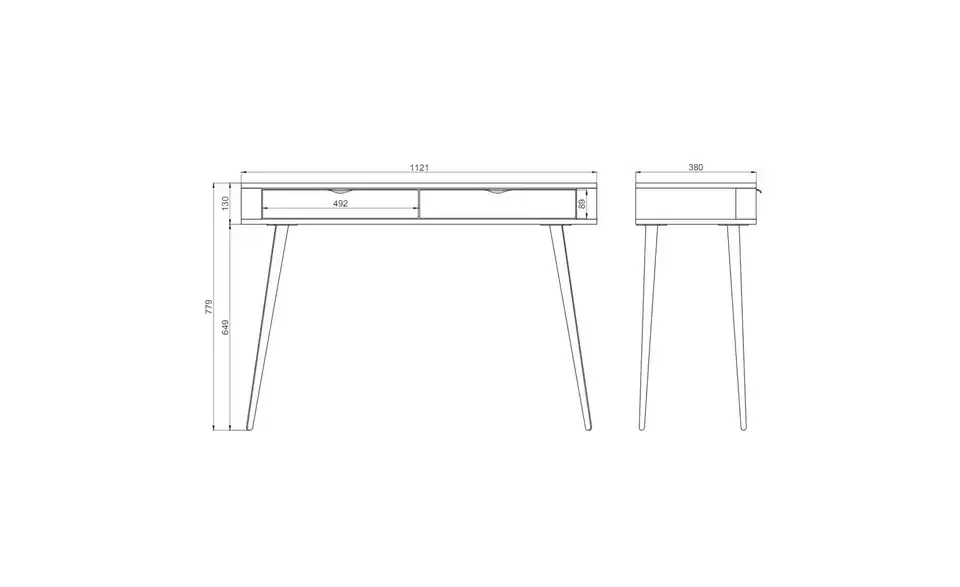 Selsey Schminktisch, Bemaßung