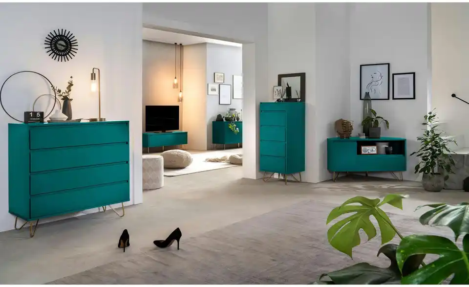 Eck-TV-Lowboard, in Wohnsituation