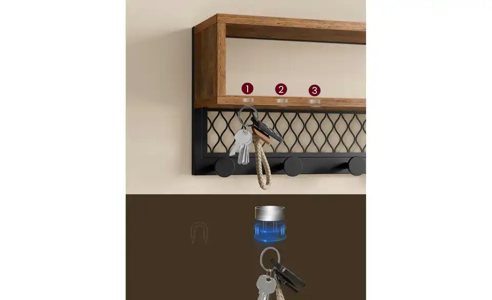 Schuhregal, Bild mit Text