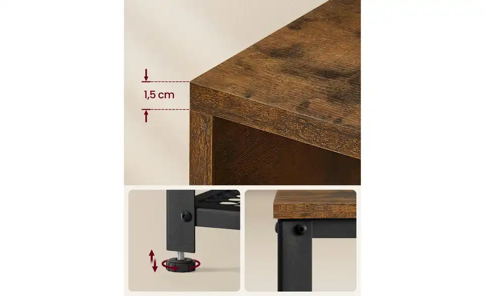 Schuhregal, Bild mit Text