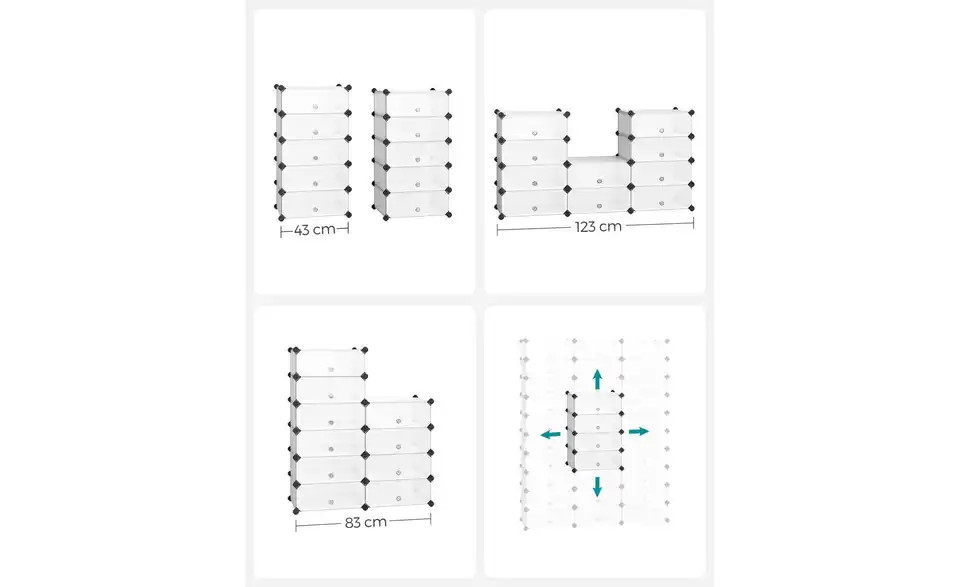 Schuhregal, Bild mit Text