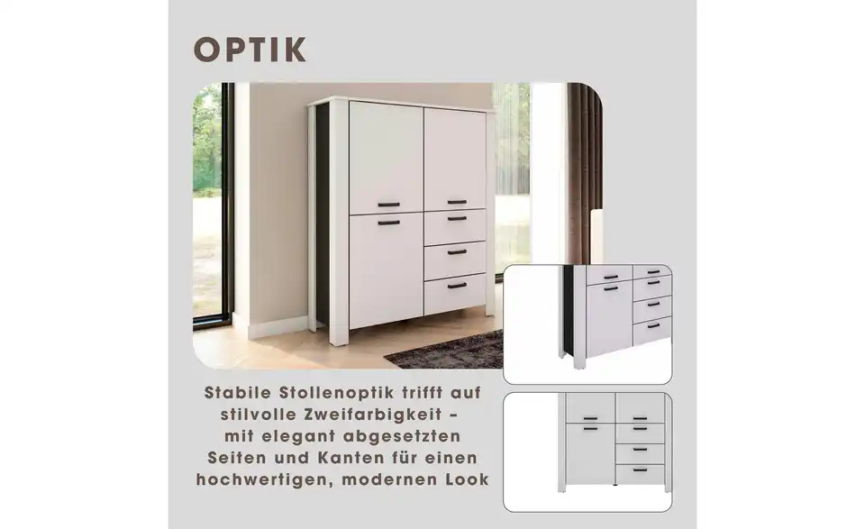 by Living Highboard, Bild mit Text