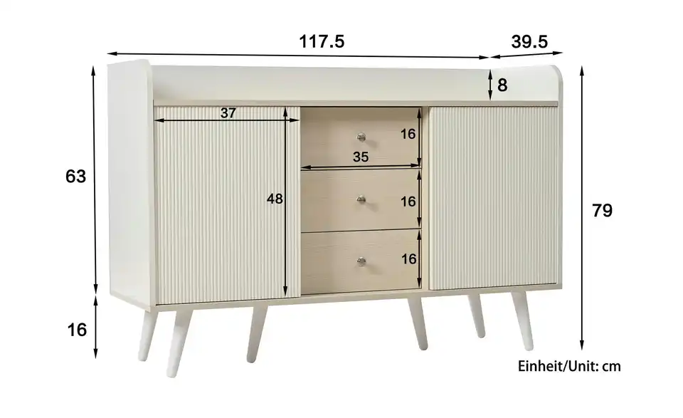 Sideboard Lenart, Bemaßung