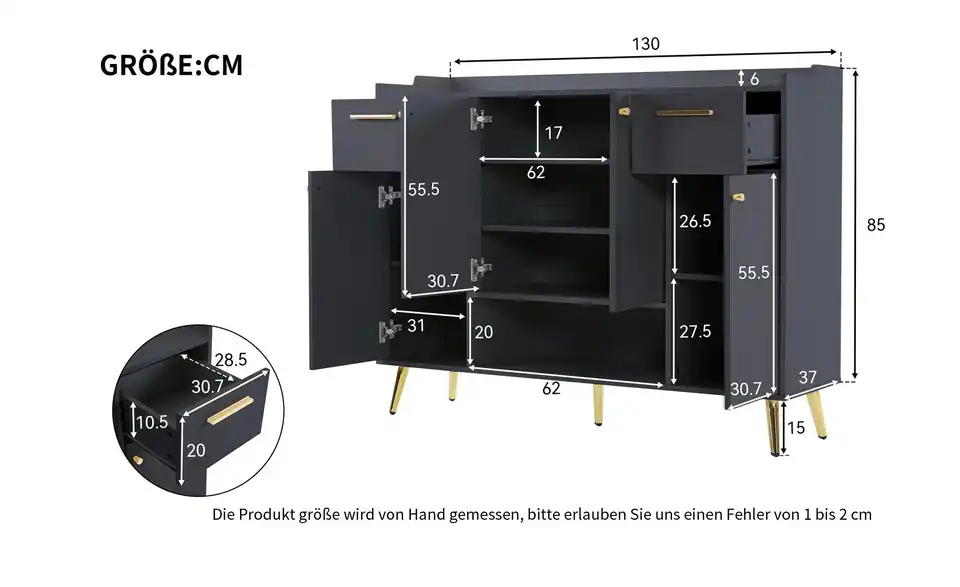 Sideboard, Bemaßung