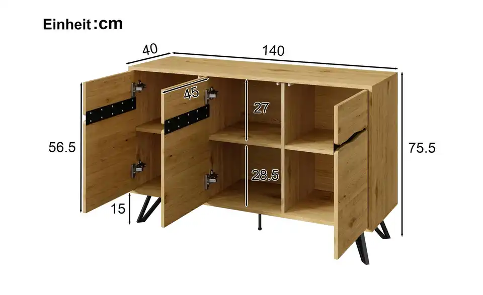 Sideboard, Bemaßung