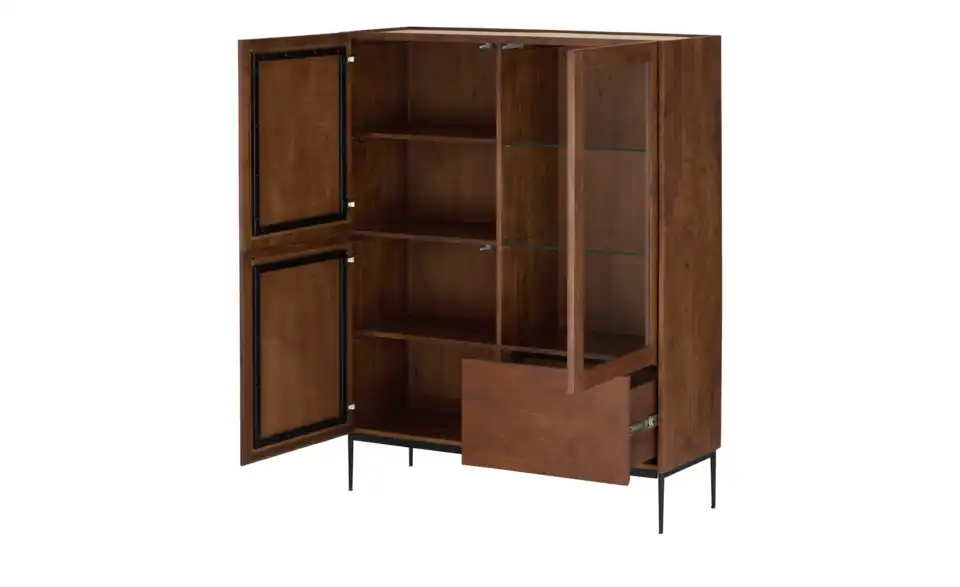 Highboard-Vitrine Banelli, geöffnet