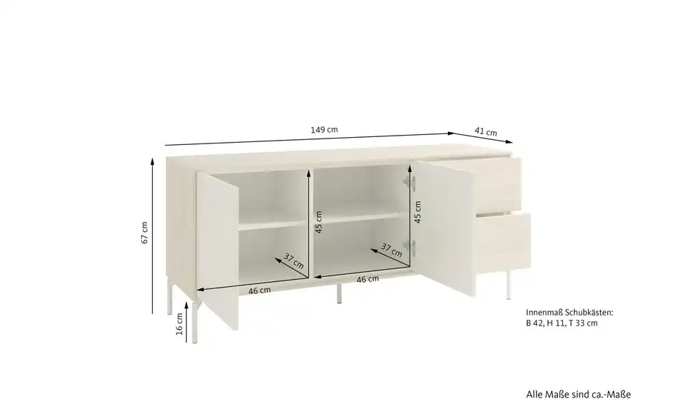 SCHÖNER WOHNEN Kollektion Sideboard Laboe, Bemaßung
