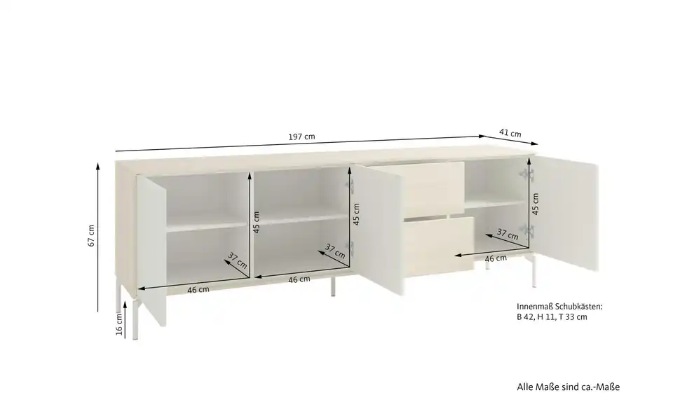 SCHÖNER WOHNEN Kollektion Sideboard Laboe, Bemaßung