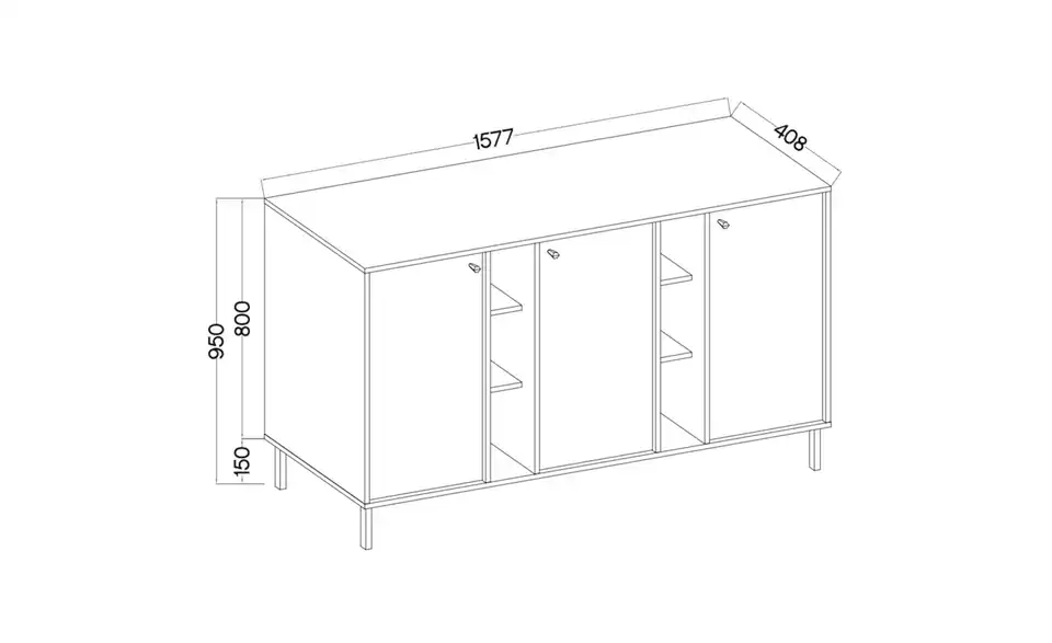 Selsey Sideboard, Bemaßung
