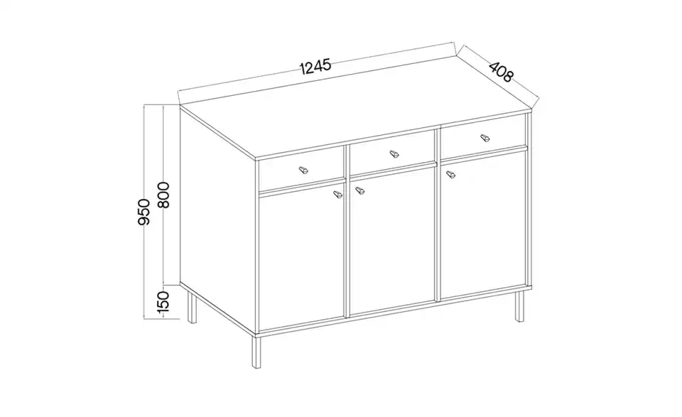 Selsey Sideboard, Bemaßung