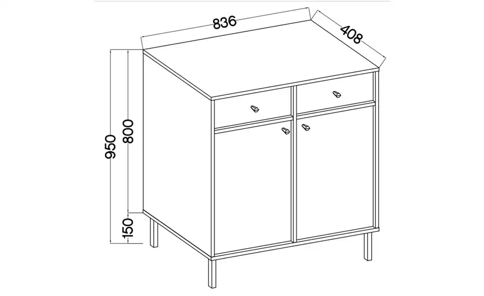 Selsey Sideboard, Bemaßung