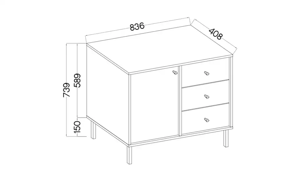 Selsey Sideboard, Bemaßung