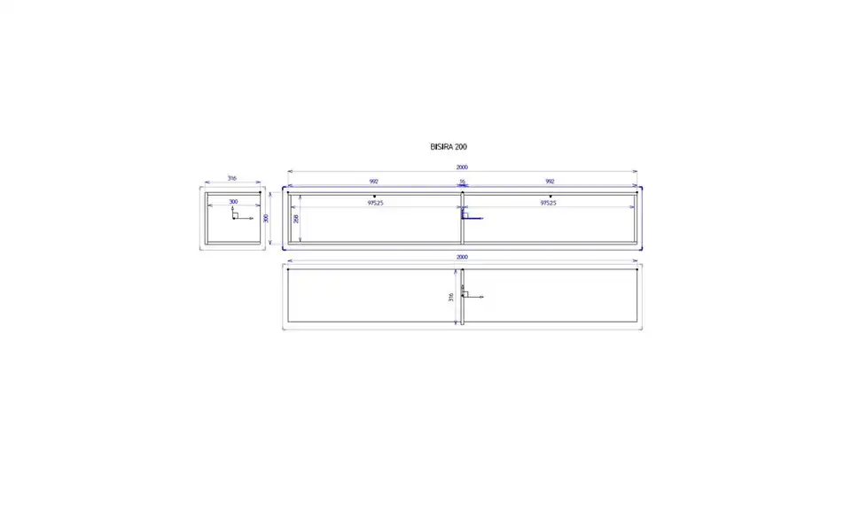 Selsey TV-Hängeboard, Bemaßung