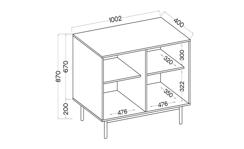 Selsey Sideboard, Bemaßung