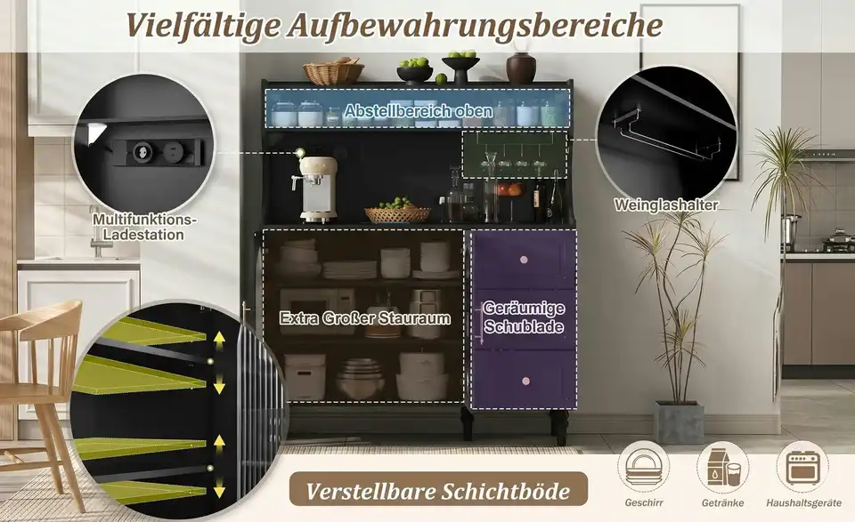 Buffetschrank Rhizo, Bild mit Text