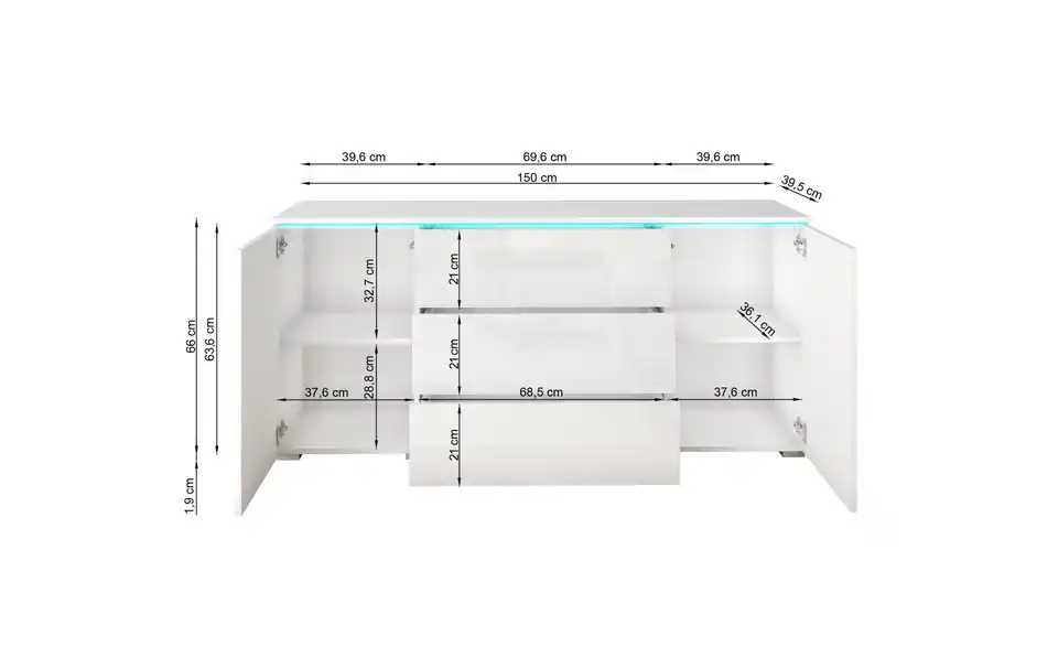 Sideboard Vera, Bemaßung