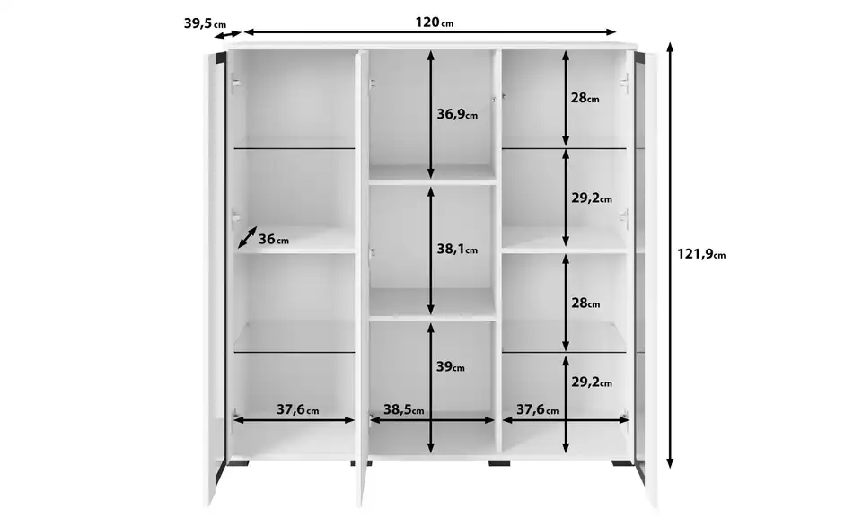 Highboard Caro, Bemaßung