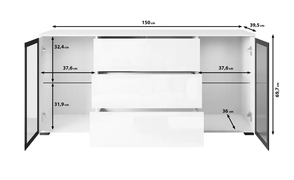 Sideboard Caro, Bemaßung