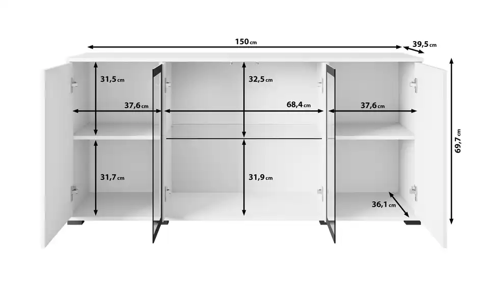 Sideboard Caro, Bemaßung
