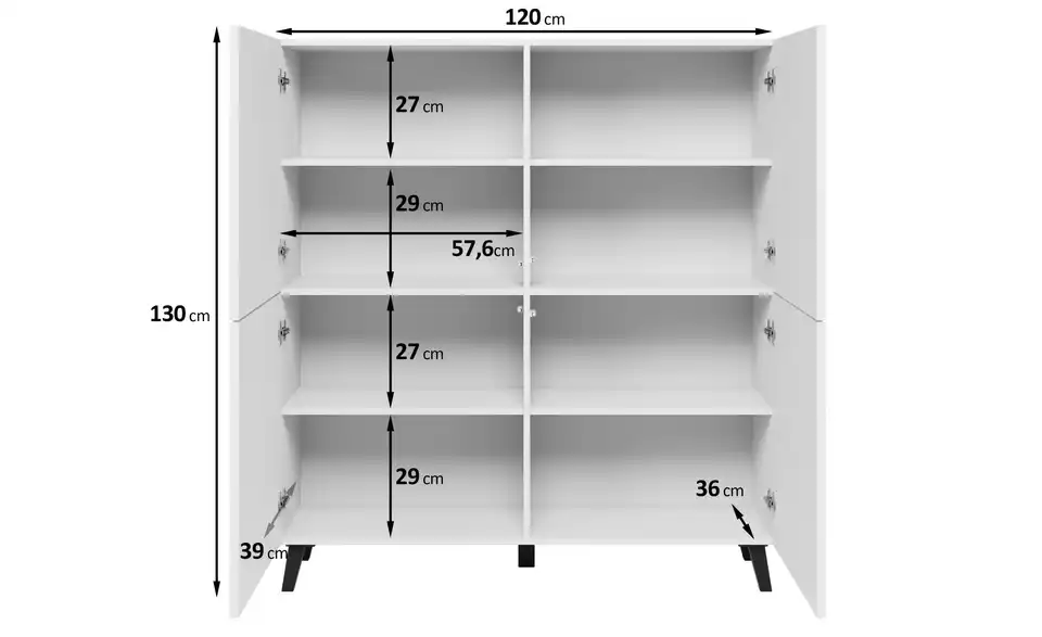 Highboard Phuket, Bemaßung