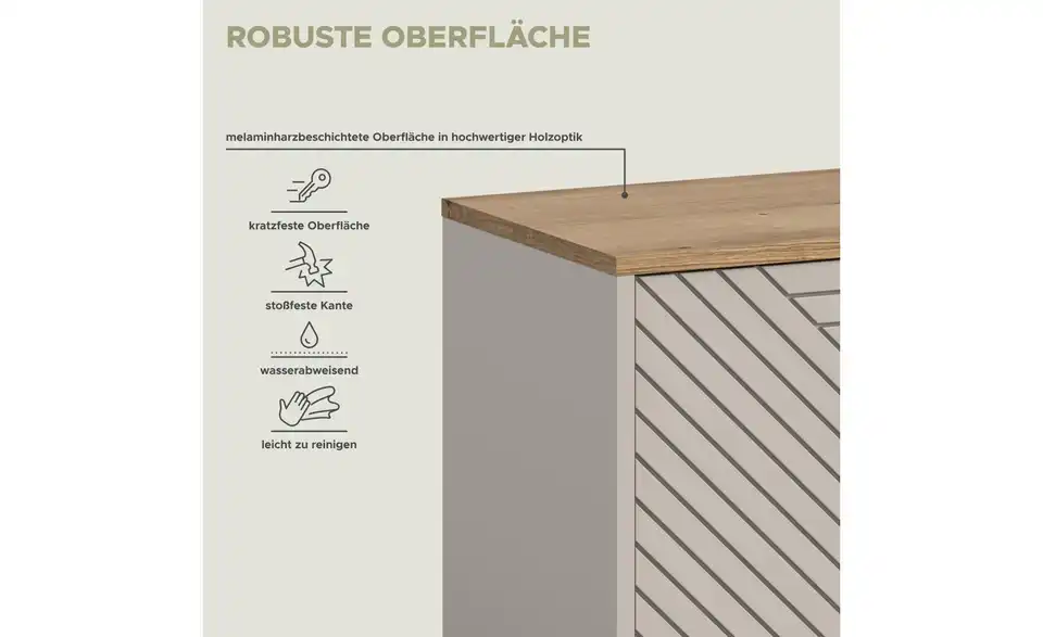 Lowboard Casper, Bild mit Text
