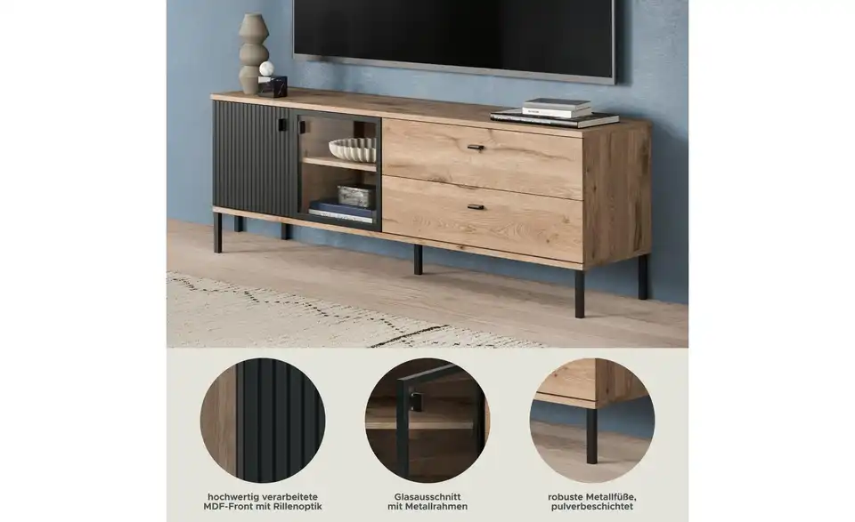 Lowboard, Bild mit Text