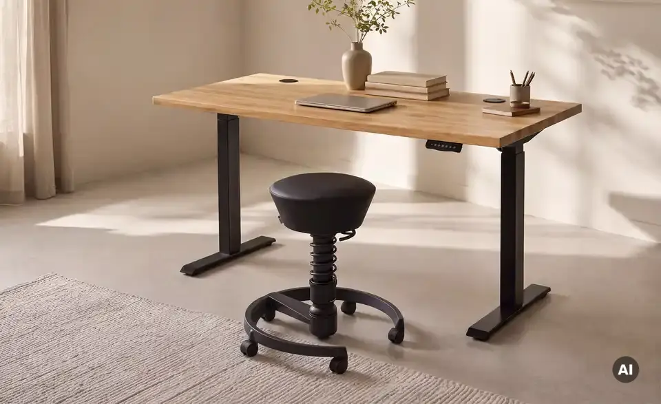 Schreibtisch Toulouse mit Massivholzplatte, in Wohnsituation
