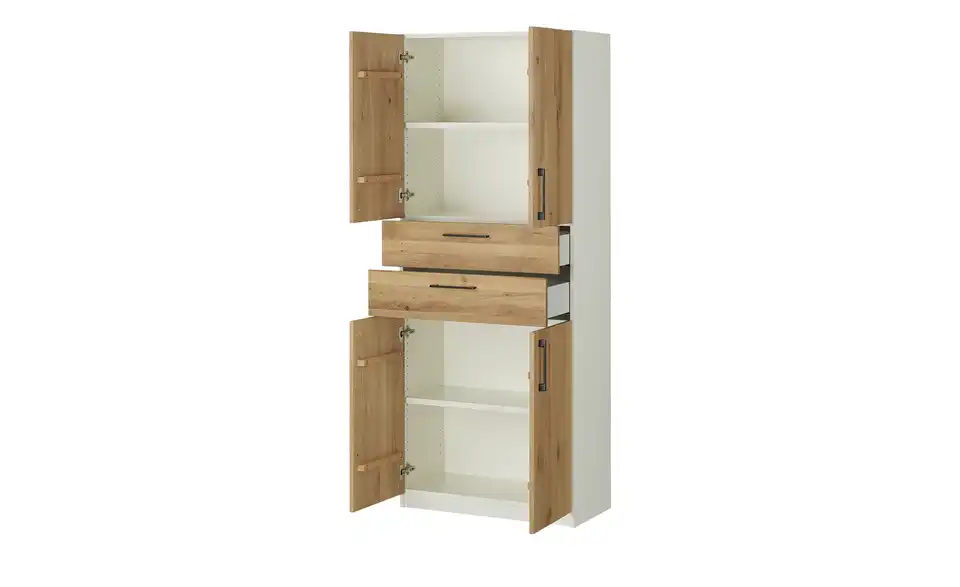 Aktenschrank SOLIDLine mit Massivholzfront, geöffnet