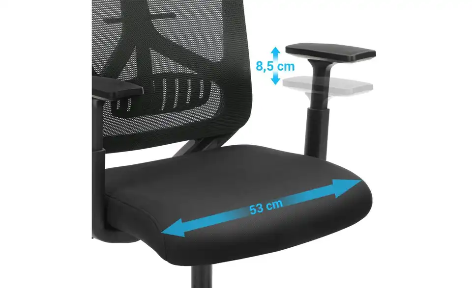Bürostuhl, Bild mit Text