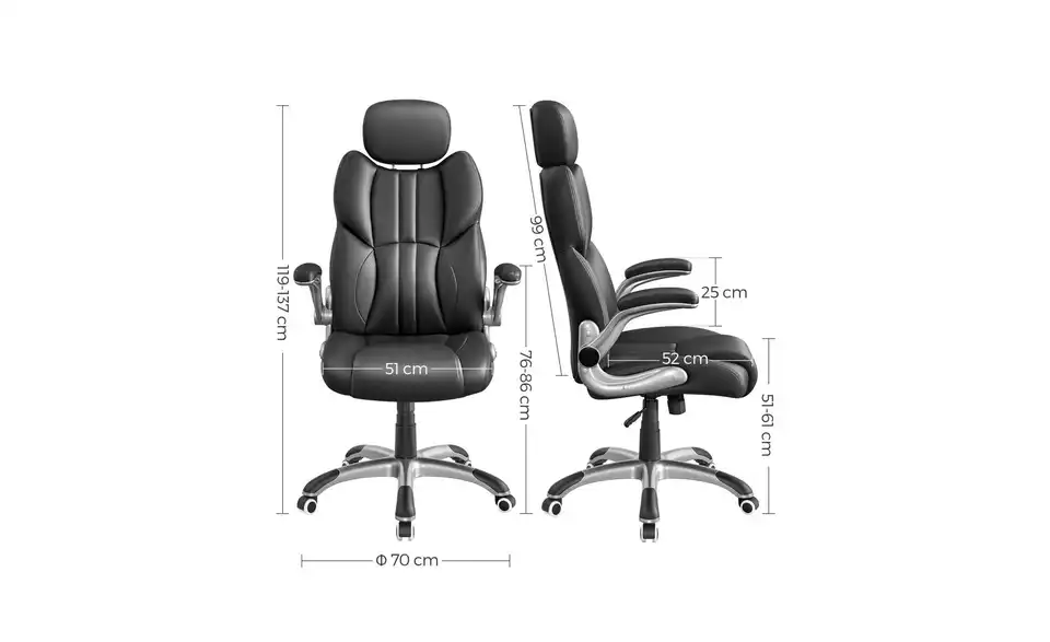 Bürostuhl, Bemaßung