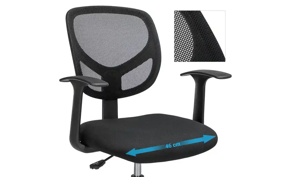 Bürostuhl, Bild mit Text