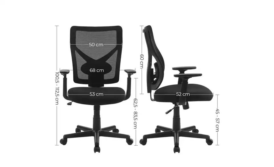 Bürostuhl, Bemaßung