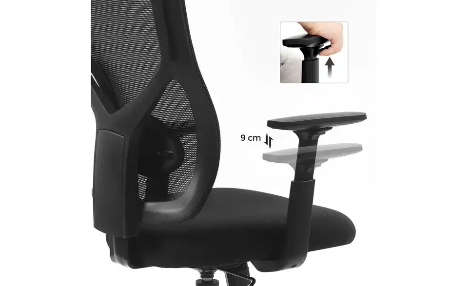 Bürostuhl, Bild mit Text