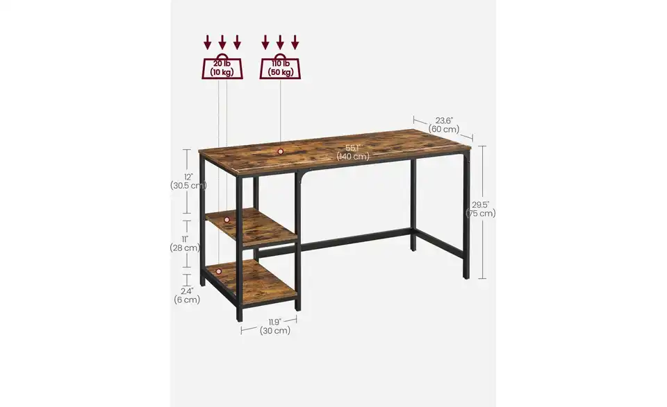 Computertisch, Bemaßung