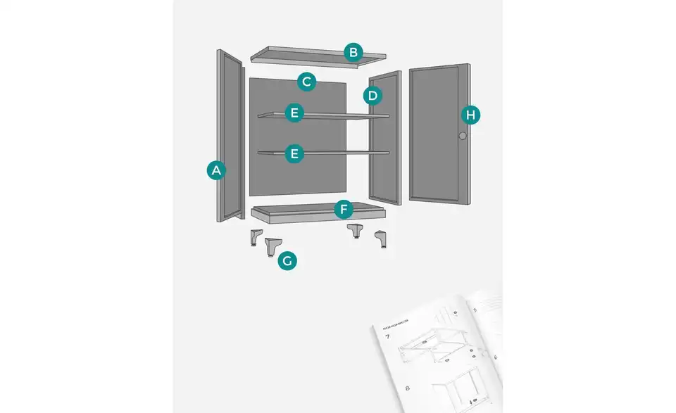 Aktenschrank, Bild mit Text