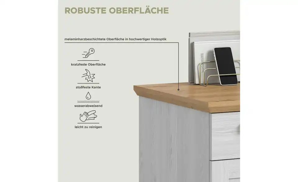 Schreibtisch, Bild mit Text