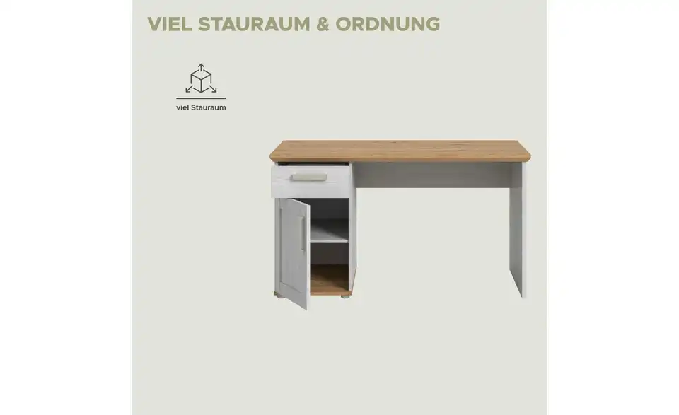 Schreibtisch, Bild mit Text