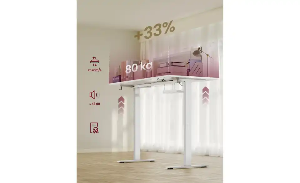 Schreibtisch, Bild mit Text