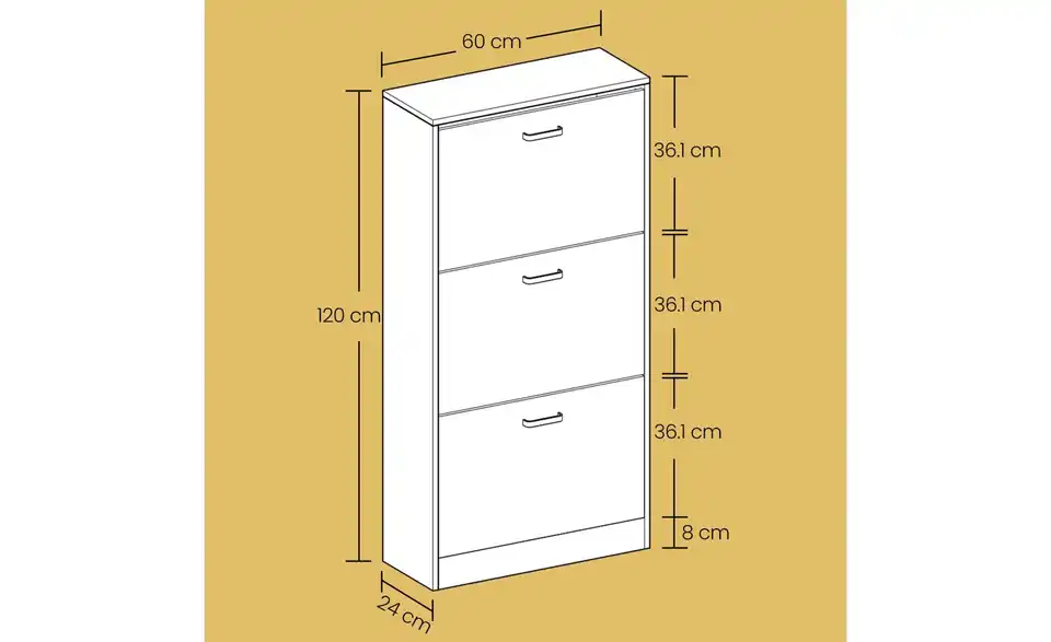 Schuhschrank, Bemaßung